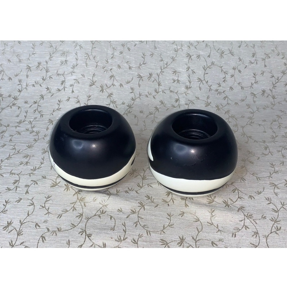 PartyLite African Inspiration Retired Ceramic Candle Holder Set of 2 Black White - Picture 6 of 14